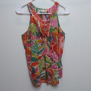 C&C California Pink and Green Graphic Sleeveless Tank Top